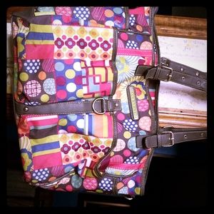 A multi colored Tote bag/diaper bag